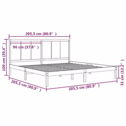 vidaXL Bed Frame Bed Base Bedstead Bedroom Mattress Foundation Solid Wood Pine - honey brown, 200 x 200 cm - Additional view 4