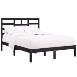 vidaXL Bed Frame Bed Base Bedstead Bedroom Mattress Foundation Solid Wood - black, 140 x 190 cm - Additional view 2