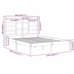 vidaXL Bed Frame Bed Base Bedstead Bedroom Mattress Foundation Solid Wood - black, 140 x 190 cm - Additional view 5
