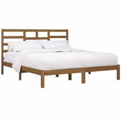 vidaXL Bed Frame Bed Base Bedstead Bedroom Mattress Foundation Solid Wood - honey brown, 200 x 200 cm - Additional view 2