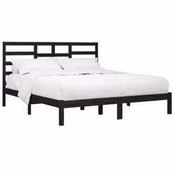 vidaXL Bed Frame Bed Base Bedstead Bedroom Mattress Foundation Solid Wood - black, 200 x 200 cm - Additional view 2