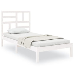 vidaXL Solid Wood Bed Frame Home Wooden Bedstead Bed Base Multi Colours/Sizes - white, 75 x 190 cm