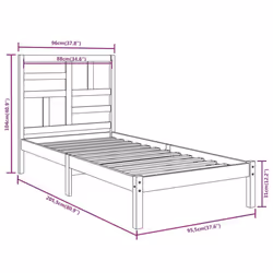 vidaXL Solid Wood Bed Frame Home Wooden Bedstead Bed Base Multi Colours/Sizes - white, 90 x 200 cm