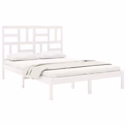 vidaXL Solid Wood Bed Frame Home Wooden Bedstead Bed Base Multi Colours/Sizes - white, 120 x 200 cm - Additional view 2