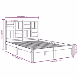 vidaXL Solid Wood Bed Frame Home Wooden Bedstead Bed Base Multi Colours/Sizes - white, 150 x 200 cm - Additional view 3