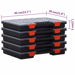 vidaXL 10x Assortment Boxes 40x30x5 cm Polypropylene Tool Organiser Screw Box - Additional view 7