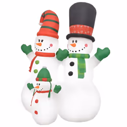 vidaXL Inflatable Snowman Family with LEDs 240 cm Xmas Inflatable Toy Figure