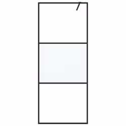 vidaXL Walk-in Shower Wall Black 80x195 cm Half Frosted ESG Glass Shower Wall