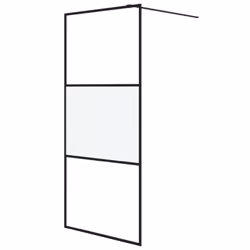 vidaXL Walk-in Shower Wall Black 90x195 cm Half Frosted ESG Glass Shower Wall
