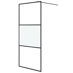 vidaXL Walk-in Shower Wall Black 90x195 cm Half Frosted ESG Glass Shower Wall