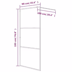 vidaXL Walk-in Shower Wall Black 90x195 cm Half Frosted ESG Glass Shower Wall - Additional view 7