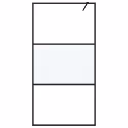 vidaXL Walk-in Shower Wall Black 100x195 cm Half Frosted ESG Glass Shower Wall