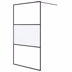 vidaXL Walk-in Shower Wall Black 115x195 cm Half Frosted ESG Glass Shower Wall