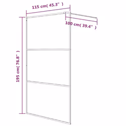 vidaXL Walk-in Shower Wall Black 115x195 cm Half Frosted ESG Glass Shower Wall