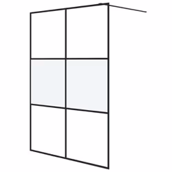 vidaXL Walk-in Shower Wall Black 140x195 cm Half Frosted ESG Glass Shower Wall