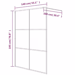 vidaXL Walk-in Shower Wall Black 140x195 cm Half Frosted ESG Glass Shower Wall