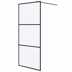 vidaXL Walk-in Shower Wall Black 90x195 cm Frosted ESG Glass Shower Screen