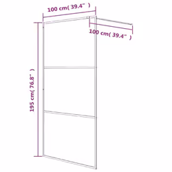 vidaXL Walk-in Shower Wall Black 100x195 cm Frosted ESG Glass Shower Screen