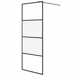 vidaXL Walk-in Shower Wall Black 80x195 cm Half Frosted ESG Glass Shower Wall