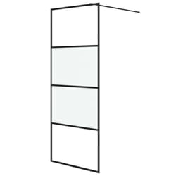 vidaXL Walk-in Shower Wall Black 80x195 cm Half Frosted ESG Glass Shower Wall