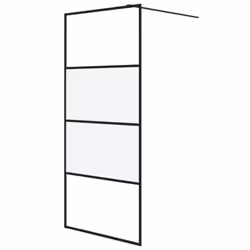 vidaXL Walk-in Shower Wall Black 90x195 cm Half Frosted ESG Glass Shower Wall