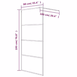 vidaXL Walk-in Shower Wall Black 90x195 cm Half Frosted ESG Glass Shower Wall