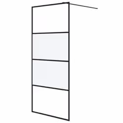 vidaXL Walk-in Shower Wall Black 90x195 cm Half Frosted ESG Glass Shower Wall