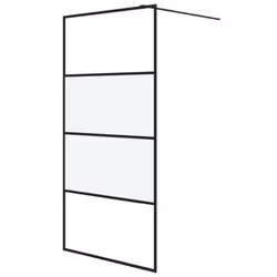 vidaXL Walk-in Shower Wall Black 100x195 cm Half Frosted ESG Glass Shower Wall