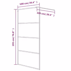 vidaXL Walk-in Shower Wall Black 100x195 cm Half Frosted ESG Glass Shower Wall