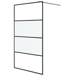 vidaXL Walk-in Shower Wall Black 115x195 cm Half Frosted ESG Glass Shower Wall