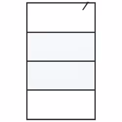 vidaXL Walk-in Shower Wall Black 115x195 cm Half Frosted ESG Glass Shower Wall
