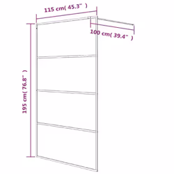 vidaXL Walk-in Shower Wall Black 115x195 cm Half Frosted ESG Glass Shower Wall
