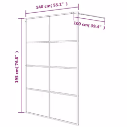 vidaXL Walk-in Shower Wall Black 140x195 cm Half Frosted ESG Glass Shower Wall