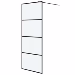 vidaXL Walk-in Shower Wall Black 80x195 cm Frosted ESG Glass Shower Screen