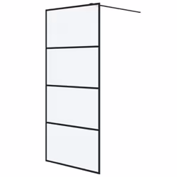 vidaXL Walk-in Shower Wall Black 90x195 cm Frosted ESG Glass Shower Screen