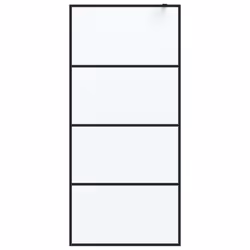 vidaXL Walk-in Shower Wall Black 90x195 cm Frosted ESG Glass Shower Screen