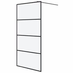 vidaXL Walk-in Shower Wall Black 100x195 cm Frosted ESG Glass Shower Screen