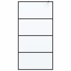 vidaXL Walk-in Shower Wall Black 100x195 cm Frosted ESG Glass Shower Screen