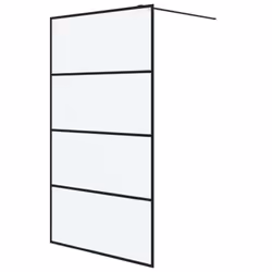 vidaXL Walk-in Shower Wall Black 115x195 cm Frosted ESG Glass Shower Screen