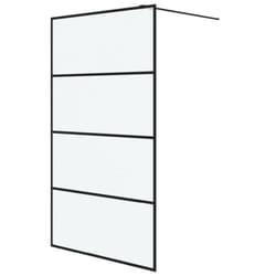 vidaXL Walk-in Shower Wall Black 115x195 cm Frosted ESG Glass Shower Screen