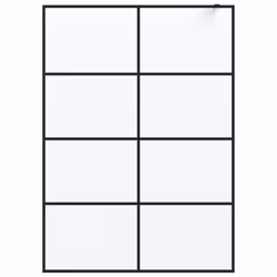 vidaXL Walk-in Shower Wall Black 140x195 cm Frosted ESG Glass Shower Screen