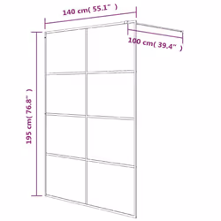 vidaXL Walk-in Shower Wall Black 140x195 cm Frosted ESG Glass Shower Screen - Additional view 6