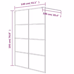 vidaXL Walk-in Shower Wall Silver 140x195 cm Clear ESG Glass Shower Screen - Additional view 7
