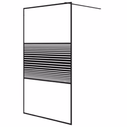 vidaXL Walk-in Shower Wall Black 115x195 cm Clear ESG Glass Shower Screen