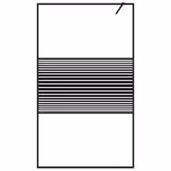 vidaXL Walk-in Shower Wall Black 115x195 cm Clear ESG Glass Shower Screen
