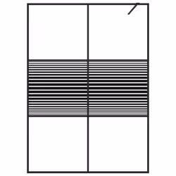 vidaXL Walk-in Shower Wall Black 140x195 cm Clear ESG Glass Shower Screen