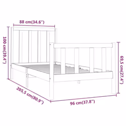 vidaXL Solid Wood Pine Bed Frame Wooden Bedstead Bed Base Multi Colours/Sizes - brown, 90 x 200 cm - Additional view 3
