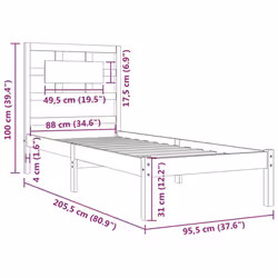 vidaXL Bed Frame Bed Base Bedstead Bedroom Mattress Foundation Solid Wood Pine - brown, 90 x 200 cm