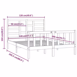 vidaXL Bed Frame Bed Base Bedstead Bedroom Mattress Foundation Solid Wood Pine - brown, 120 x 200 cm - Additional view 3