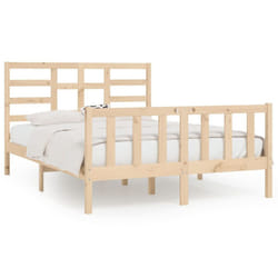 vidaXL Bed Frame Bed Base Bedstead Bedroom Mattress Foundation Solid Wood Pine - brown, 140 x 200 cm